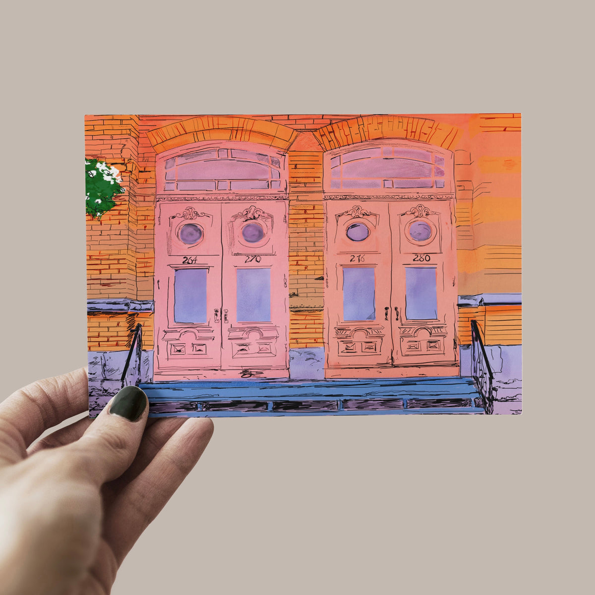 Illustration postale - Les portes oranges