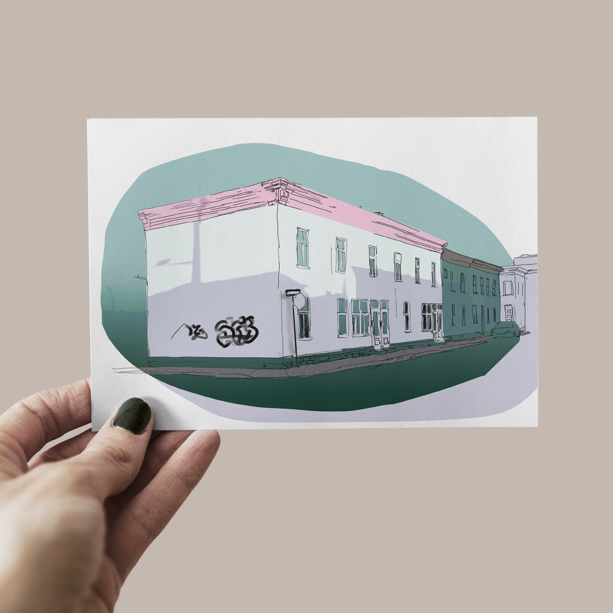 Illustration postale - Bâtiment blanc