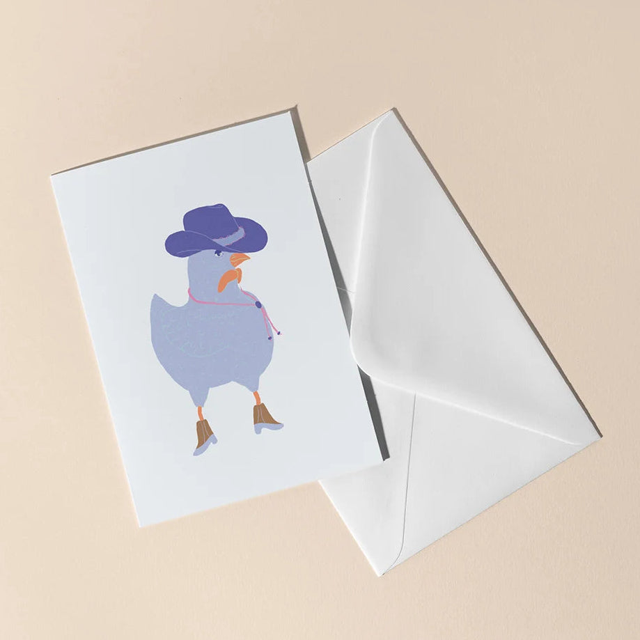 Carte de souhaits - Poulet cowboy