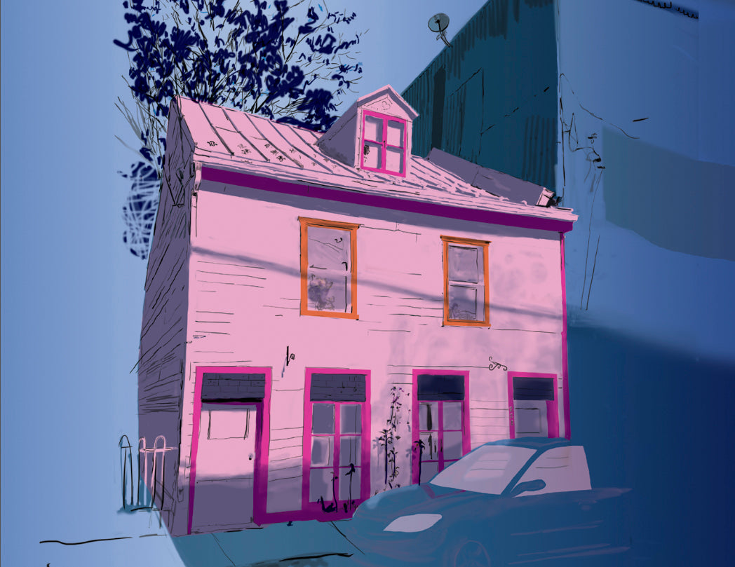 Illustration décorative - Maison rose
