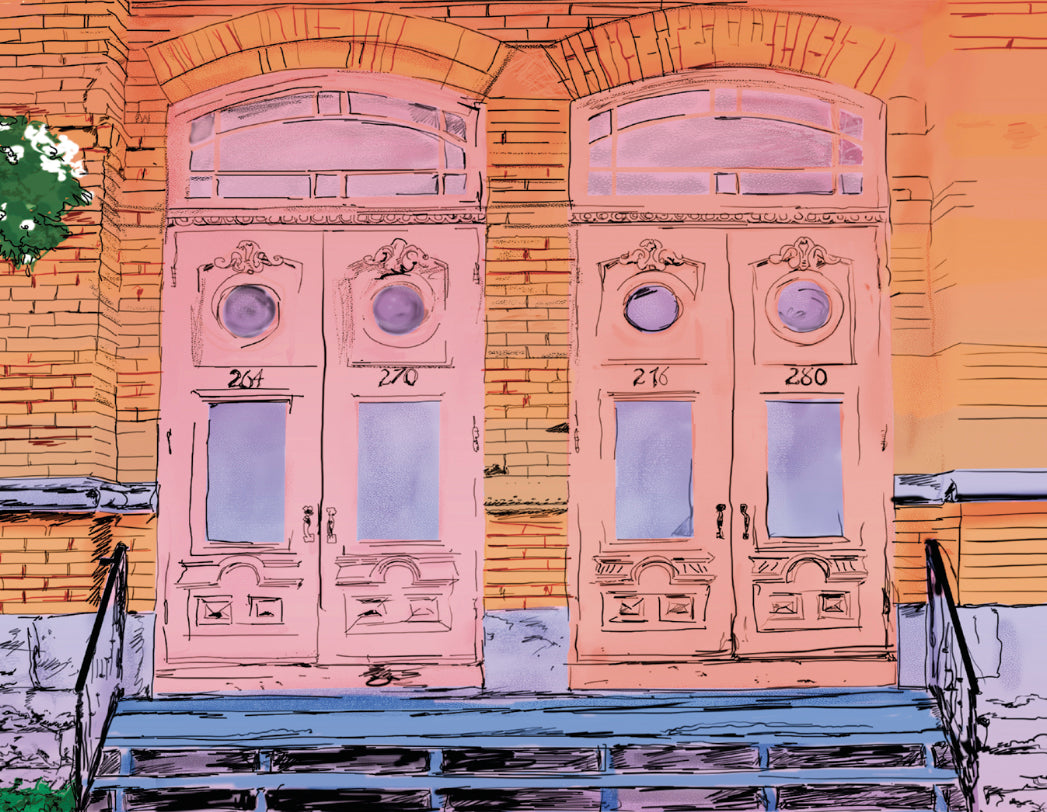 Illustration décorative - Les portes orange