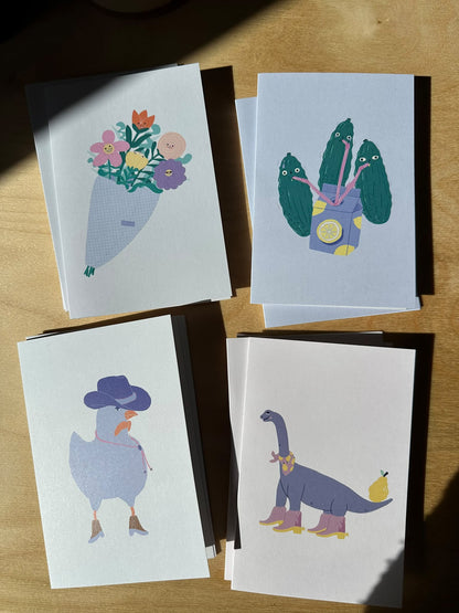 Carte de souhaits - Poulet cowboy