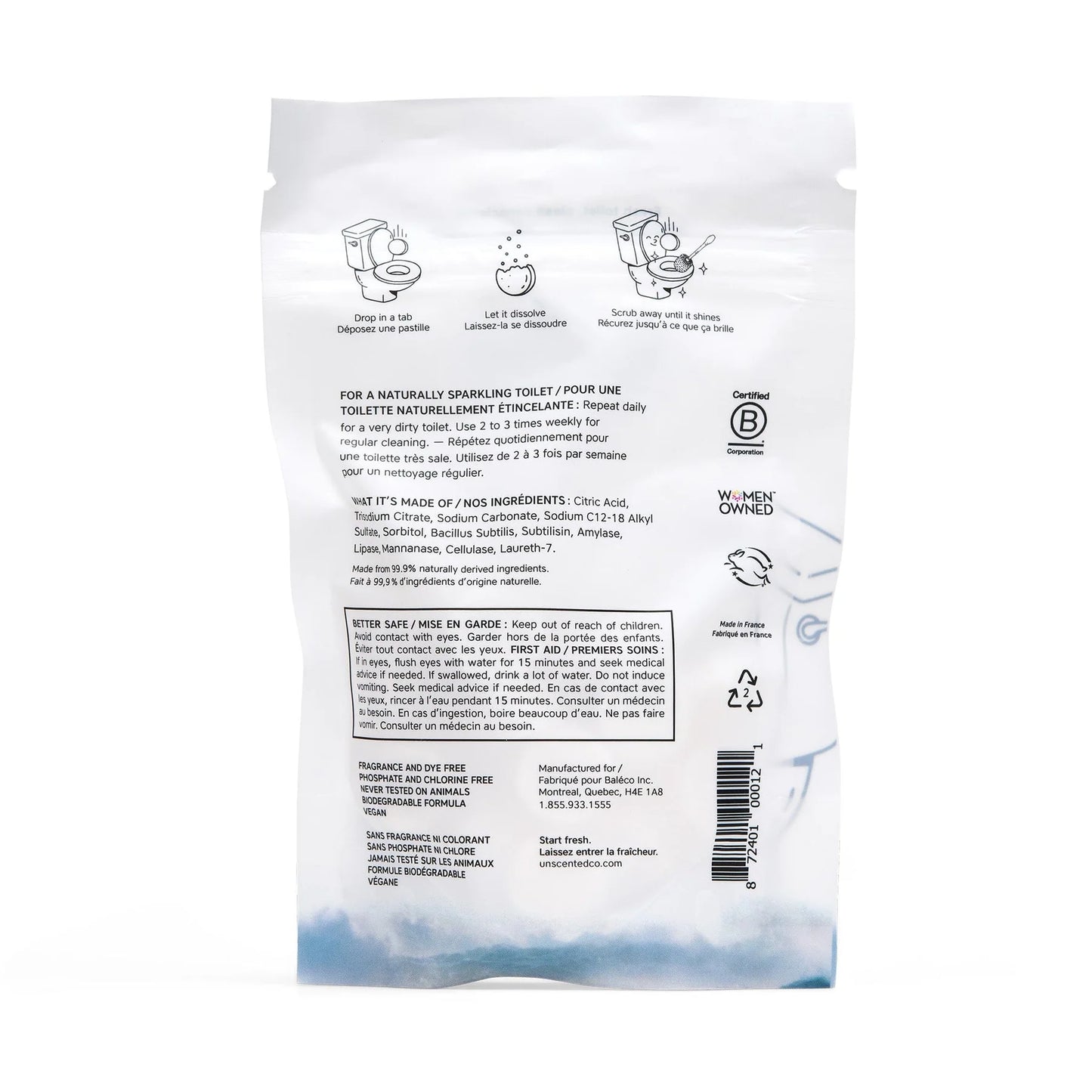 Nettoyant à cuvette en pastilles - Sans odeur
