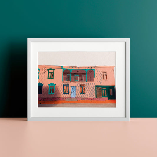 Illustration décorative - Maison saumon