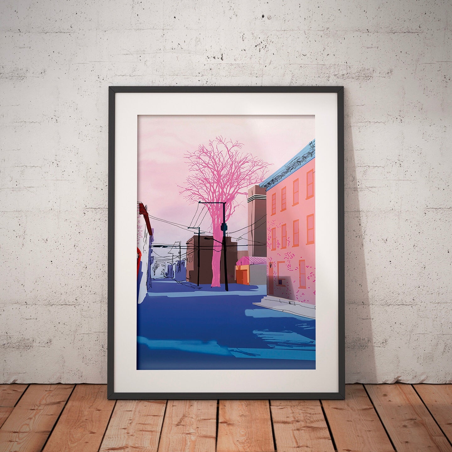Illustration décorative - Arbre rose